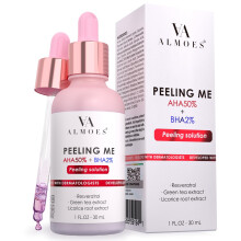 ALMOES Face Exfoliant Serum with AHA and 2% BHB to Remove Blackheads Face Exfoliator for Tone and Texture Pore Minimizer Exfoliating Face Serum with