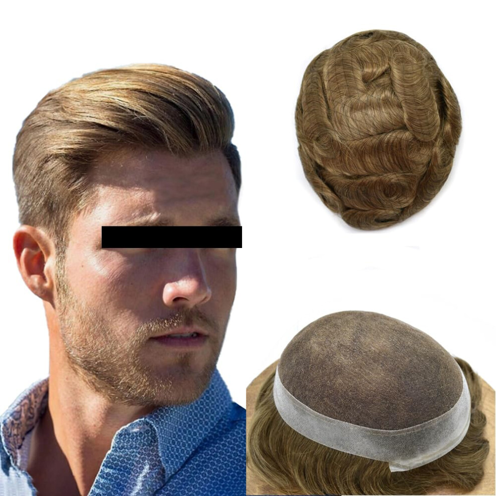 Hair Wonders Unisex Toupee For Men Hair Piece French Lace Men Hair System Real Human Hair Swiss Lace Mens Toupee Hair System For Men Hairpieces For Men Pu Ar