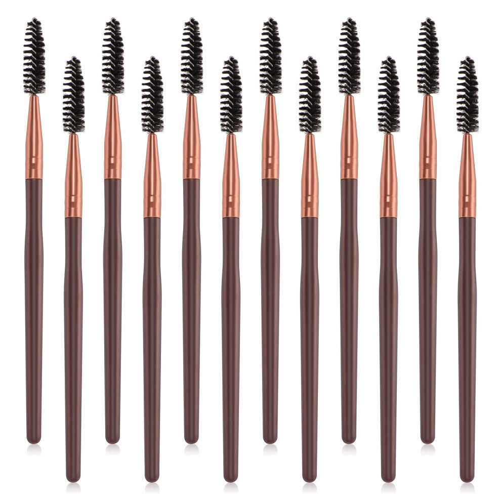 Pocmko 12Pcs Mascara Brush Wands, Eyelash Eyebrow Spoolies Brush For Makeup, Long Handle Lash Brush Applicators, Makeup Lash Spoolies Set, Eye Brow Br