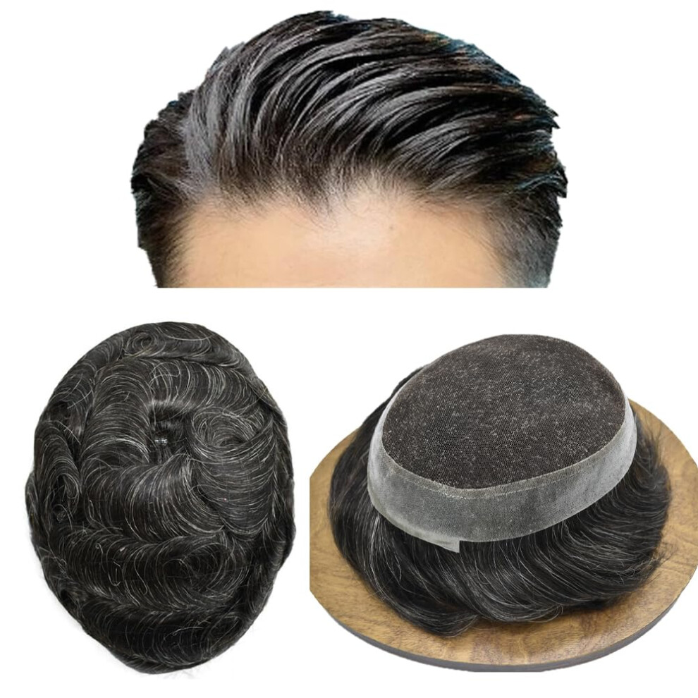 Hair Wonders Unisex Toupee For Men Hair Pieces Real Human Hair Swiss Lace Mens Toupee Hairpiece For Men Breathable Hair Replacement System For Men 8X10 Mediu