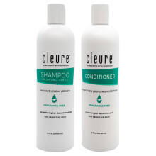 Cleure Sulfate-Free Fragrance-Free Shampoo & Conditioner Set for Sensitive Skin - Volumizing + Hydrating (12 oz each, Pack of 2) B0C7RKTV3G