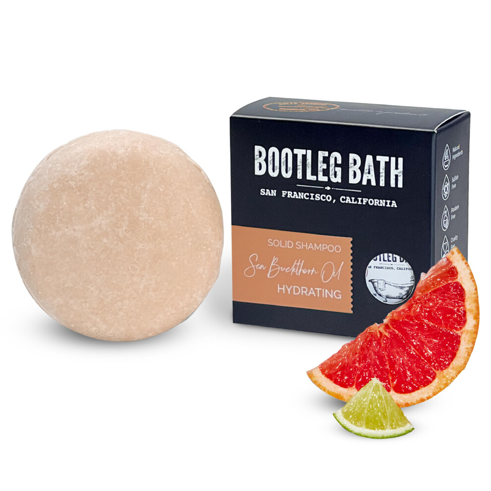 Bootleg Bath Hydrating Shampoo Bar With Sea Buckthorn Oil And Aloe Vera Extract Vegan Sulfate-Free Phthalate-Free Paraben-Free Eco Friendly 2.2