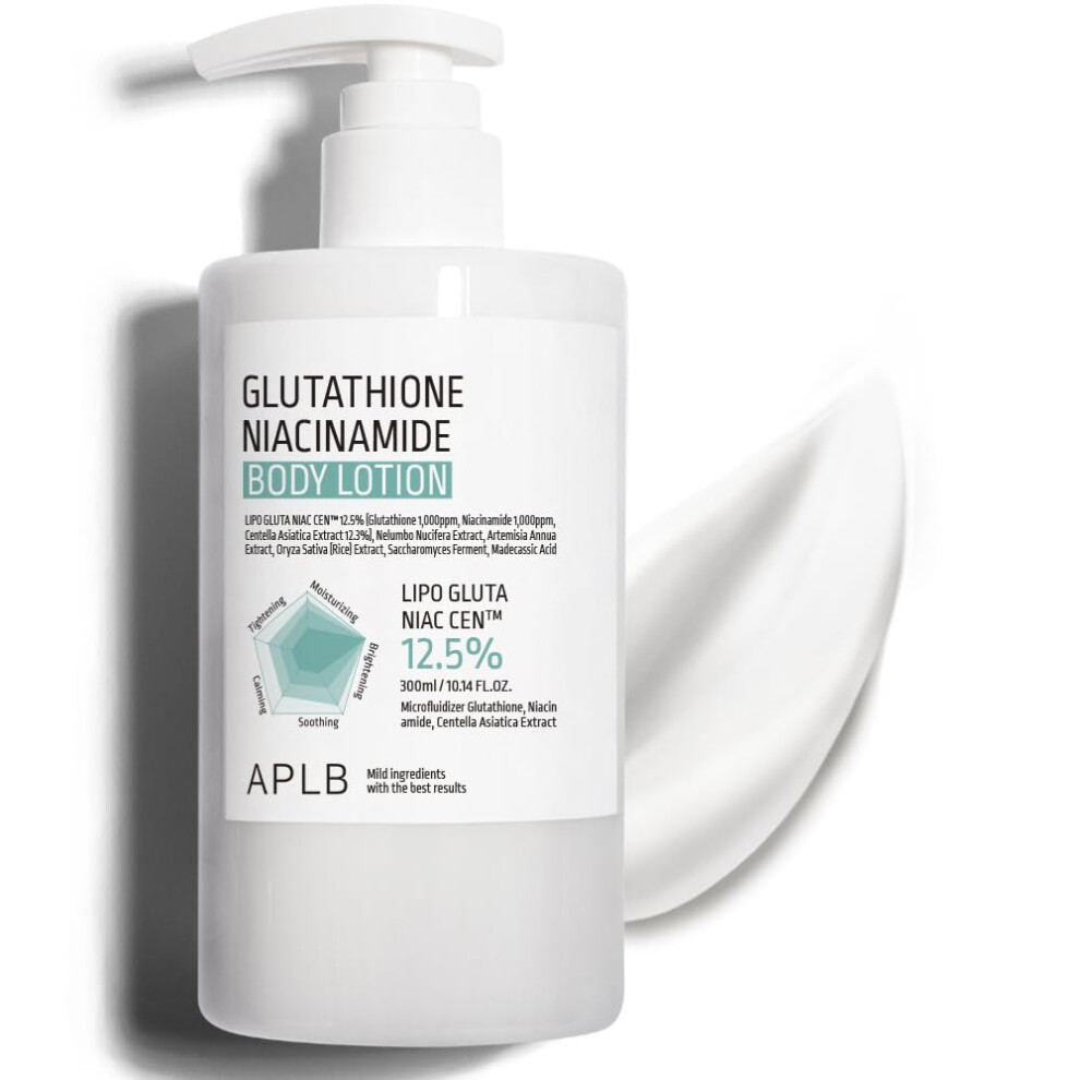 APLB Glutathione Niacinamide Body Lotion | LIPO GLUTA NIAC CEN 12.5% 10.14 FL.OZ/Korean Skincare  Long lasting hydration  Revitalize for gentle and im