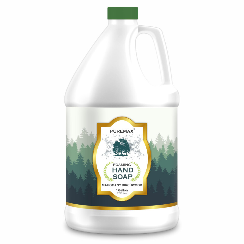 Puremax Foaming Hand Soap Refills | Mahogany Birchwood | Gentle, Moisturizing | All-Natural | Made In Usa | 128 Fl Oz (1 Gallon) |