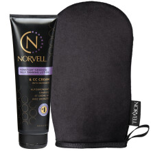 Norvell Sunless Self Tanning Bundle: Self Tan Extender Lotion 8 5 fl. oz. + Streak Free Tan Applicator Mitt - Premium After Tanning Lotion Moisturize