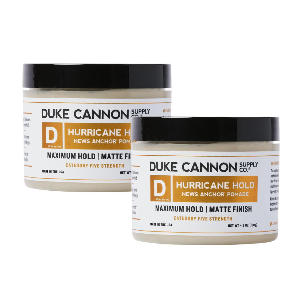 Hertug Kanonforsyning C Duke Cannon Supply Co. News Anchor Hurricane Hold Pomade Maximum Hold - Matte Finish 4.6 Oz. (2 Pack)