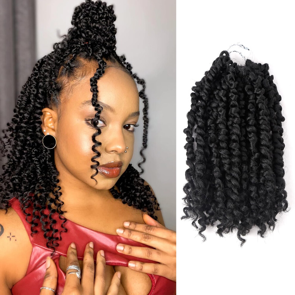 Dwair Unisex Passion Twist Hair - 8 Inch Passion Twist Crochet Hair For Women 8 Packs Crochet Pretwisted Curly Hair Passion Twists Synthetic Braiding Hair Extensio
