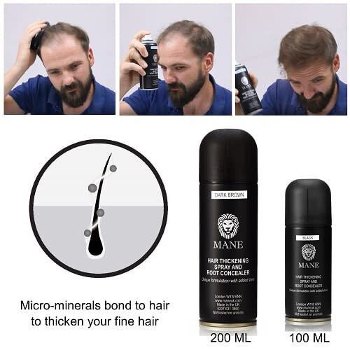 MANE Haarverdichtungs-Faserspray (200 ml Dunkelbraun) 2