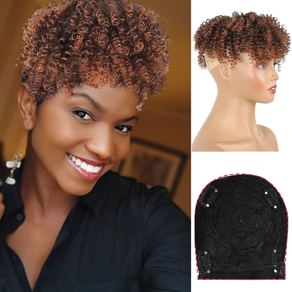 Oseti Afro Kinky Curly Ombre Hned Vlasov Topy Pro Eny S Rdnoucmi Vlasy Prodluovn Pro Krtk Vlasy Clip In Topers Topper S Ofinou Syntetick K-image