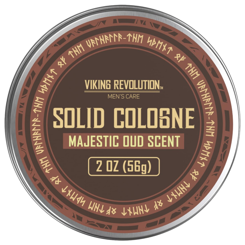 Viking Revolution Majestic Oud Mens Solid Cologne Men 2 Oz - Men Solid Perfume Cologne for Men - Balm Cologne for Mens Cologne Balm Travel Cologne Wax