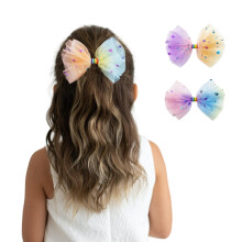 Summer Crystal Rainbow 2 kpl Tylli Suuret rusetit hiusklipsit - Tytille ja naisille - Tyyliks hiusasusteet syntympiviin arkikyttn lomiin ja ju