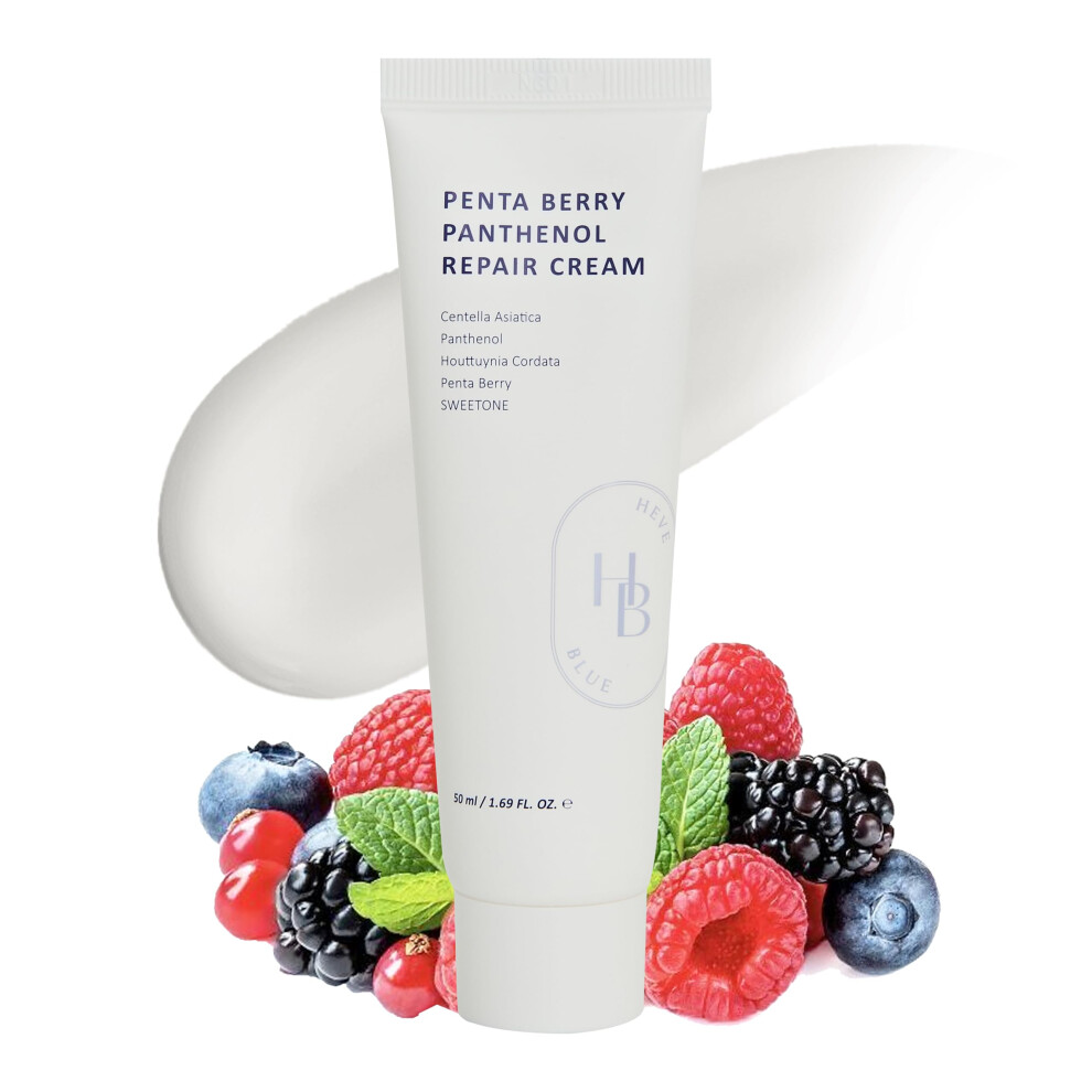 Heveblue Cream Penta Berry Panthenol Repair - Vegan Centella Cica Barrier Restore Moisture Balance Deep Hydration Sensitive Skin Low Irritation