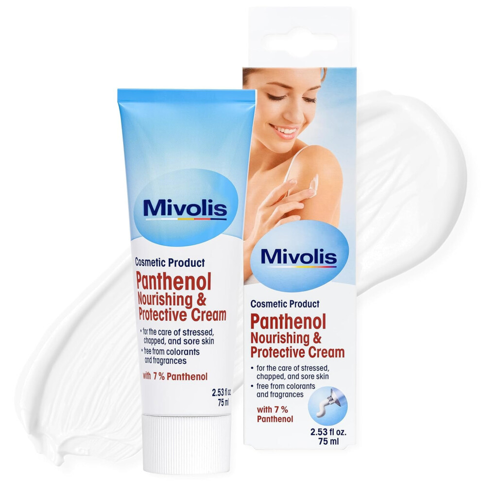 Mivolis High Concentration 7% Panthenol B5 Multi Healing Ointment & Soothing Cream For Dry, Irritated Skin, Sunburn & Rash Relief, Baby Safe, Fragrance-Free.