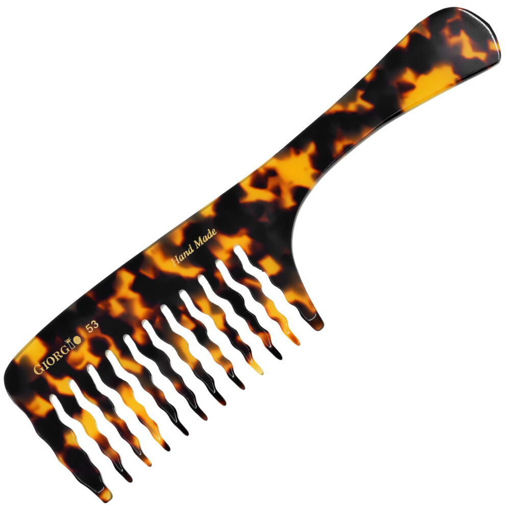 Giorgio G53 Handmade Rake Comb For Curly Thick And Wet Or Dry Hair - Wide Tooth Detangling And Hand Polished (8"""")