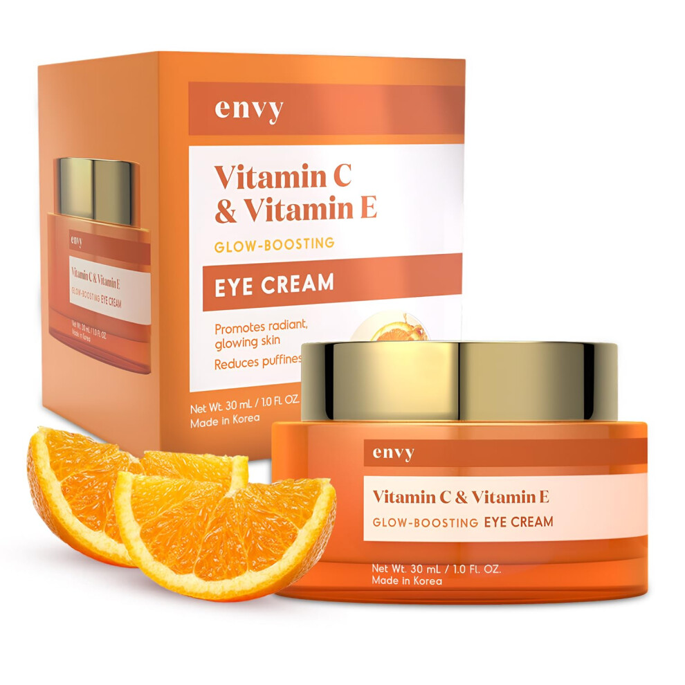 Envy Vitamin C & Vitamin E Under Eye Cream - Reduces Dark Circles  Puffiness & Fine Lines - Anti-Aging - Dermatologist Tested  Cruelty-Free Korean Ski