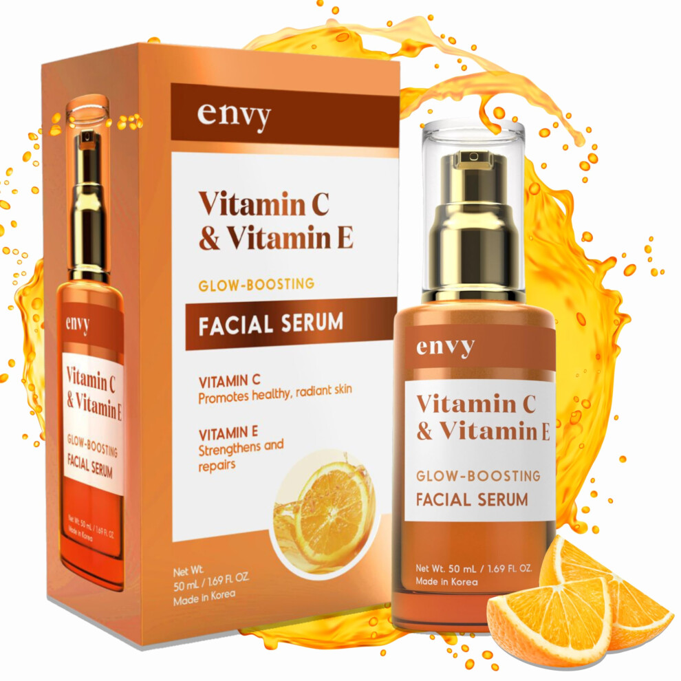 Envy Vitamin C Serum with Vitamin E & Glycerin - Skin  Dark Spot Reduction & Anti-Aging  Dermatologist Tested  Hydrating Glass Skin Serum - Cruelty-Fr