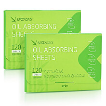 Oil Absorbing Sheets with Bamboo Charcoal - 2 Pack (240 sheets) Oil Blotting Sheets For Face 20% More Makeup Friendly High-performance Handy Face Blo