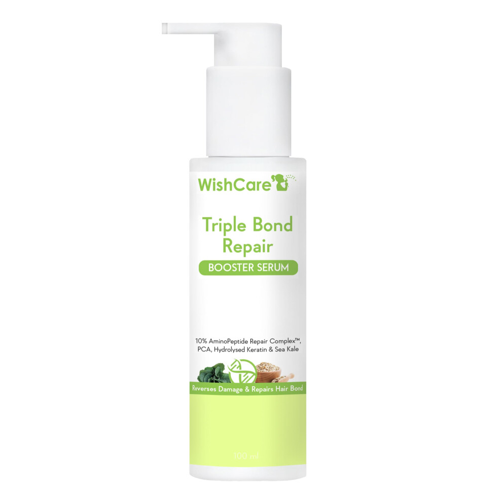 Wishcare Triple Bond Repair Booster Serum - 10% Aminopeptide Complex - Repairs Damaged & Frizzy Hair 100Ml