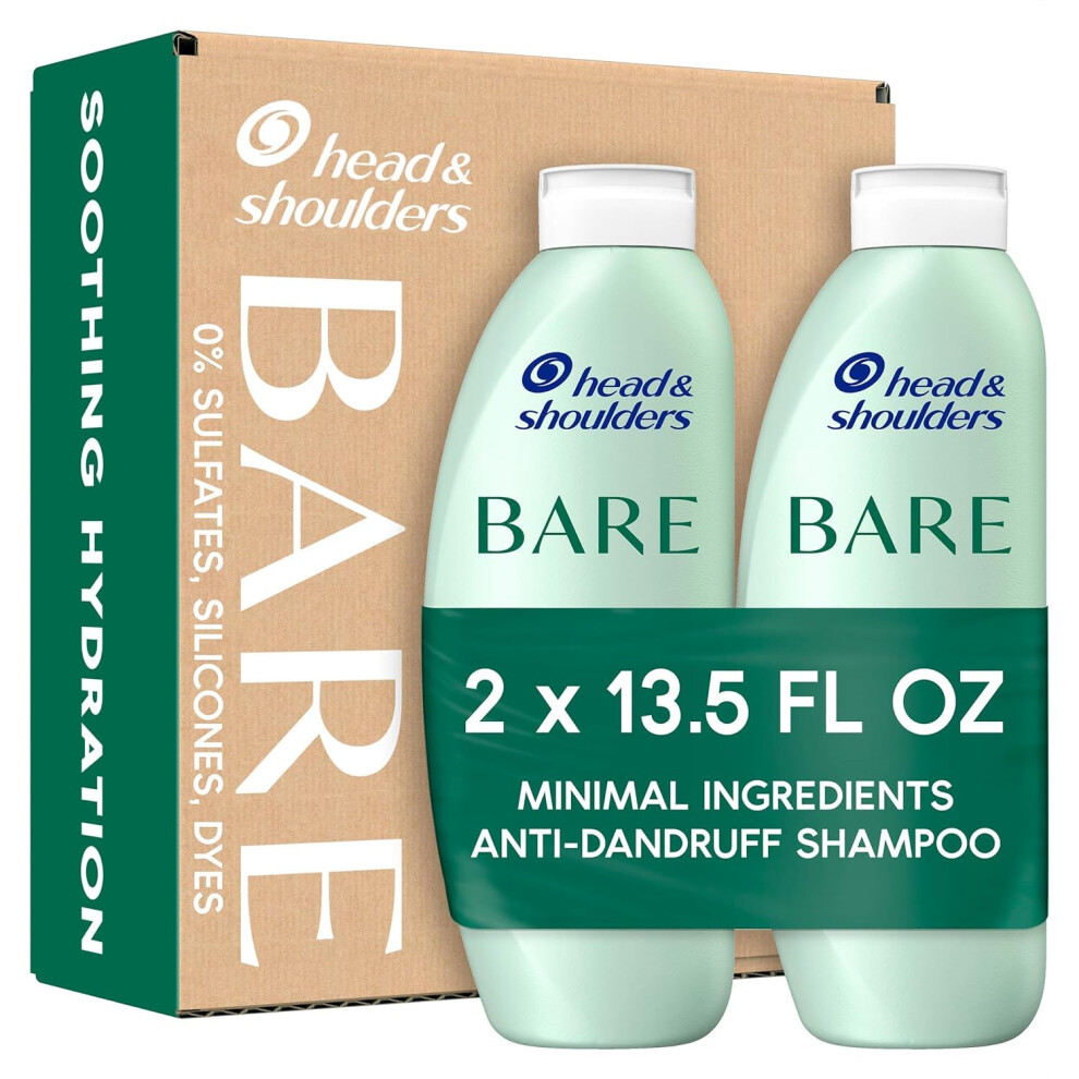 Head & Shoulders BARE Dandruff Shampoo Twin Pack  Sulfate-Free  Silicion-Free  Dye-Free  Eco-Friendly Bottles  Safe for All Hair Types  13.5 Fl Oz Eac