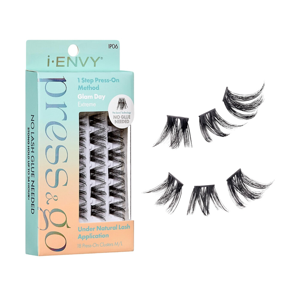 Ienvy I-Envy Press&Go Self-Adhesive Eyelashes No Glue Needed False Eyelash Clusters Easy Application 1 Step Press-On Lashes No Damage Or Residue (Glam Da