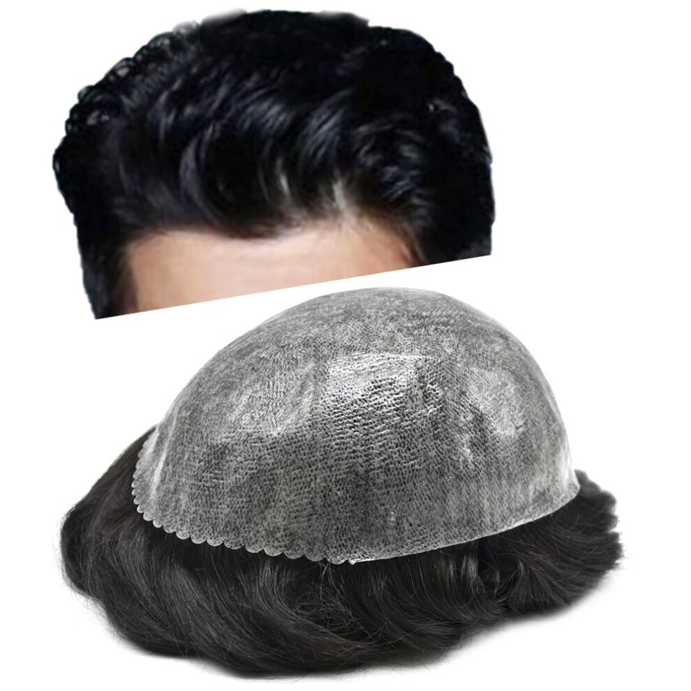 Singa Hã¥R Unisex Singa Hair Toupee For Men Real Human Hair Replacement System Injected Poly Skin Mens Toupee Wigs Durable Pu Hair Piece Unit For Men (8X10-120% Medium