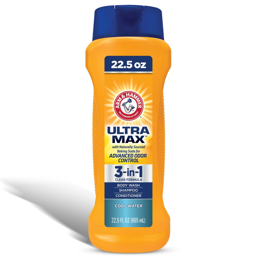Arm & Hammer Essentials Mens Body Wash - Ultra Max 3-in-1 Cool Water 22.5oz - Non Toxic Mens Shampoo Conditioner Body Wash-image-OPC-PGMCVBF-NEW