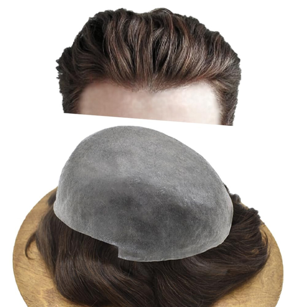 Singa Hã¥R Unisex Singa Hair Toupee For Men Human Hair Piece Replacement Wigs Poly Skin Mens Toupee Hairpiece Transparent V-Looped 0.06Mm Ultra Thin Skin Toupee Hair Un