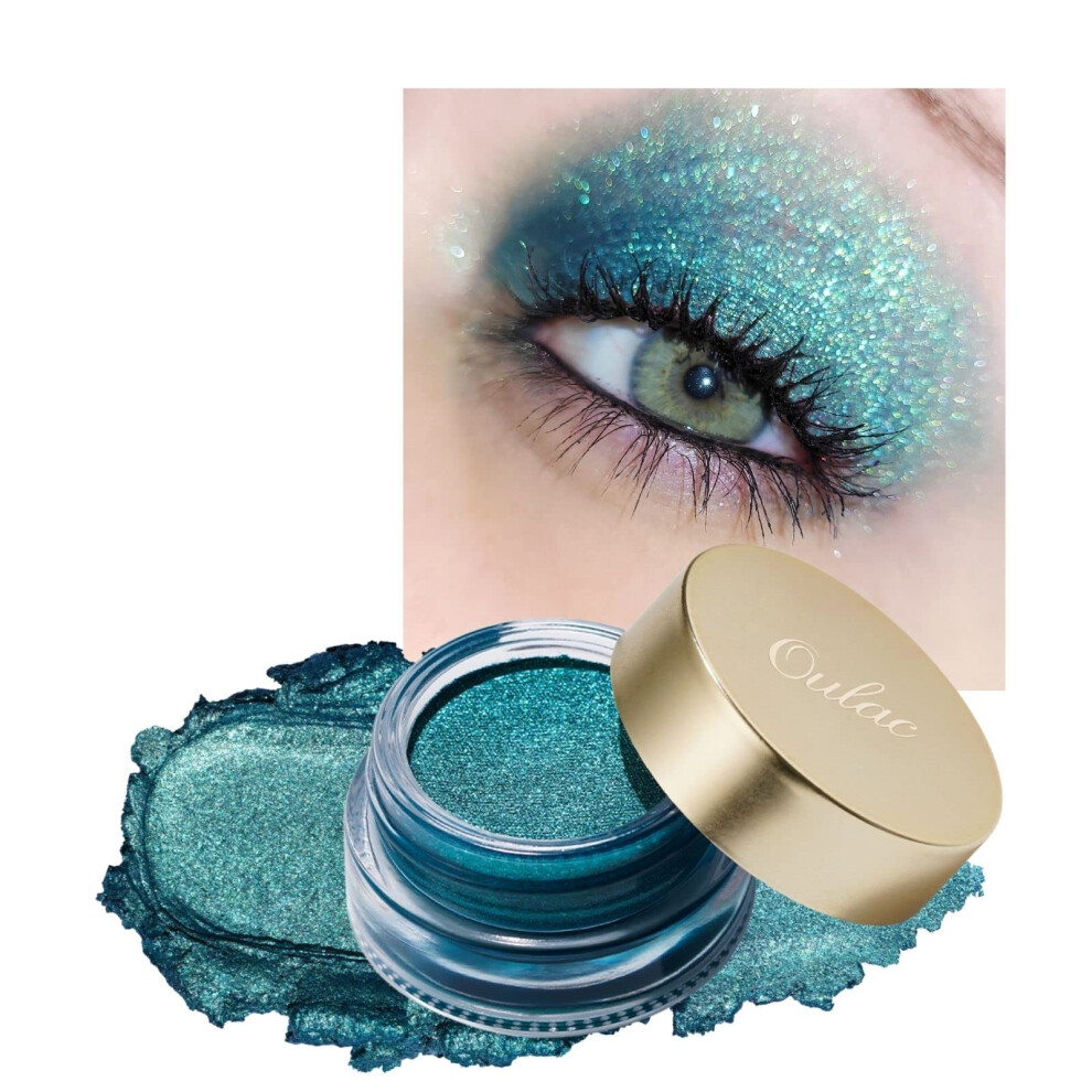 Oul Oulac Teal Eyeshadow Green Glitter Eyeshadow Highly Pigmented Eye Shadow Waterproof & Long Lasting For Women With Moisturizing Formula. Multi-Use For