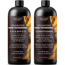 Sada amponu a kondicionru SOULSPA PURE pro zahutovn vlasu pro objem a podporu rustu s bloktory DHT Biotin Keratin Tea Tree Oil Kofein Saw Pal