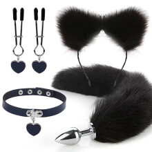 (style 25) Anal Sex Toys Fox Tail Butt Plug Sexy Plush Cat Ear Headband With Bells Necklace Set Massage Sex toys For Women Couples Cosplay