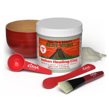 Aztec Secret Essential Indian Clay Mask Kit by Etana - 100% Natural Calcium Bentonite for Deep Pore Cleansing - Facial Hair & Body Detox Set With Acc