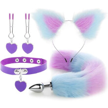 (style 3) Anal Sex Toys Fox Tail Butt Plug Sexy Plush Cat Ear Headband With Bells Necklace Set Massage Sex toys For Women Couples Cosplay