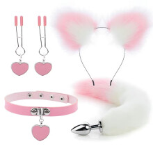 (style 11) Anal Sex Toys Fox Tail Butt Plug Sexy Plush Cat Ear Headband With Bells Necklace Set Massage Sex toys For Women Couples Cosplay