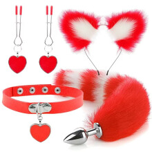 (style 17) Anal Sex Toys Fox Tail Butt Plug Sexy Plush Cat Ear Headband With Bells Necklace Set Massage Sex toys For Women Couples Cosplay