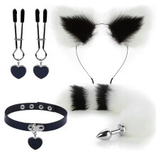 (style 21) Anal Sex Toys Fox Tail Butt Plug Sexy Plush Cat Ear Headband With Bells Necklace Set Massage Sex toys For Women Couples Cosplay