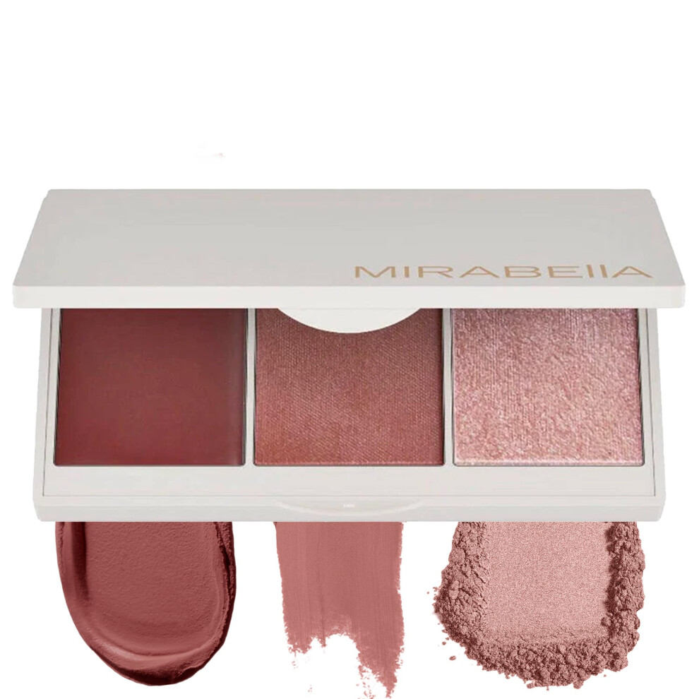 Mirabella Cream Spellbound Pro Face Trio Powder And Blush Palette With Powder Highlighter Lightweight & Buildable Color Blush For Cheeks Creates A Fl