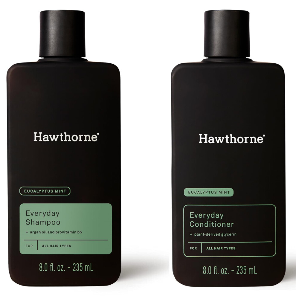 Hawthorne Men's Everyday Shampoo and Conditioner Set. For Stronger  Healthier Hair with Pure Avocado Oil and Coconut Oil. Mint and Eucalyptus Scent. S