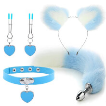 (style 13) Anal Sex Toys Fox Tail Butt Plug Sexy Plush Cat Ear Headband With Bells Necklace Set Massage Sex toys For Women Couples Cosplay