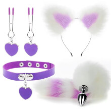 (style 4) Anal Sex Toys Fox Tail Butt Plug Sexy Plush Cat Ear Headband With Bells Necklace Set Massage Sex toys For Women Couples Cosplay