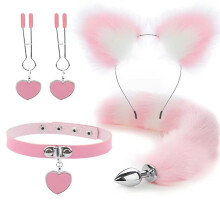 (style 9) Anal Sex Toys Fox Tail Butt Plug Sexy Plush Cat Ear Headband With Bells Necklace Set Massage Sex toys For Women Couples Cosplay