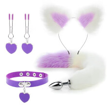 (style 1) Anal Sex Toys Fox Tail Butt Plug Sexy Plush Cat Ear Headband With Bells Necklace Set Massage Sex toys For Women Couples Cosplay