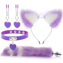 (style 6) Anal Sex Toys Fox Tail Butt Plug Sexy Plush Cat Ear Headband With Bells Necklace Set Massage Sex toys For Women Couples Cosplay