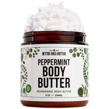 Vispad PEPPERMINT Body Butter för torr hud | Fuktighetskräm för kvinnor och män | Med rå sheasmör
