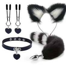 (style 22) Anal Sex Toys Fox Tail Butt Plug Sexy Plush Cat Ear Headband With Bells Necklace Set Massage Sex toys For Women Couples Cosplay
