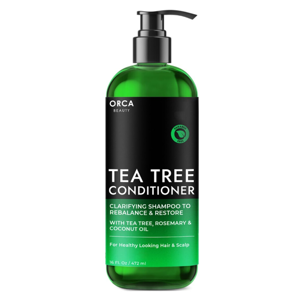 Orca Beauty Tea Tree Conditioner 16Oz - Hydrating And Invigorating Natural Conditioner For Men & Women With Oily Hair And Dry Scalp Enriched With Vi