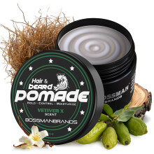 Bossman Hair & Beard Pomade - Hydraterend met langere hold en controle - Stylingproduct voor baard en snor voor mannen - Gemaakt in de VS (Vetiver X-g