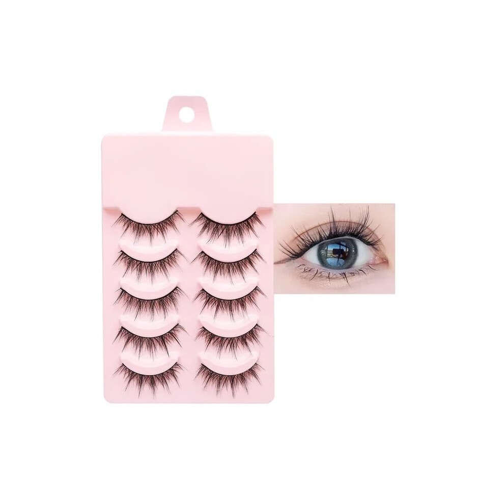 Dx Grandway Anime Lashes Korean Japanese Look Like Asian Natural Look False Eyelashes Manga Lashes Mink Wispy Fluffy Spiky 3D Volume Eyelashes Pack Cosplay Fake E