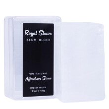 ROYAL SHAVE 100 % natürlicher Alaunblock mit Reiseetui, hautberuhigender Aftershave-Stein, lindert Rasurbrand und heilt versehentliche Schnittwunden