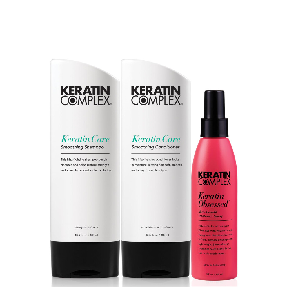 Kerat Nov Komplex Keratin Complex - Keratin Care Retail Kit - Keratin Care Shampoo & Conditioner 13.8 Oz Each & 5 Fl Oz Keratin Obsessed