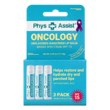 PhysAssist Oncology SPF 15 Balsamo per labbra USDA organico Non aromatizzato Idrata Idrata e protegge Labbra secche e secche durante la chemio o